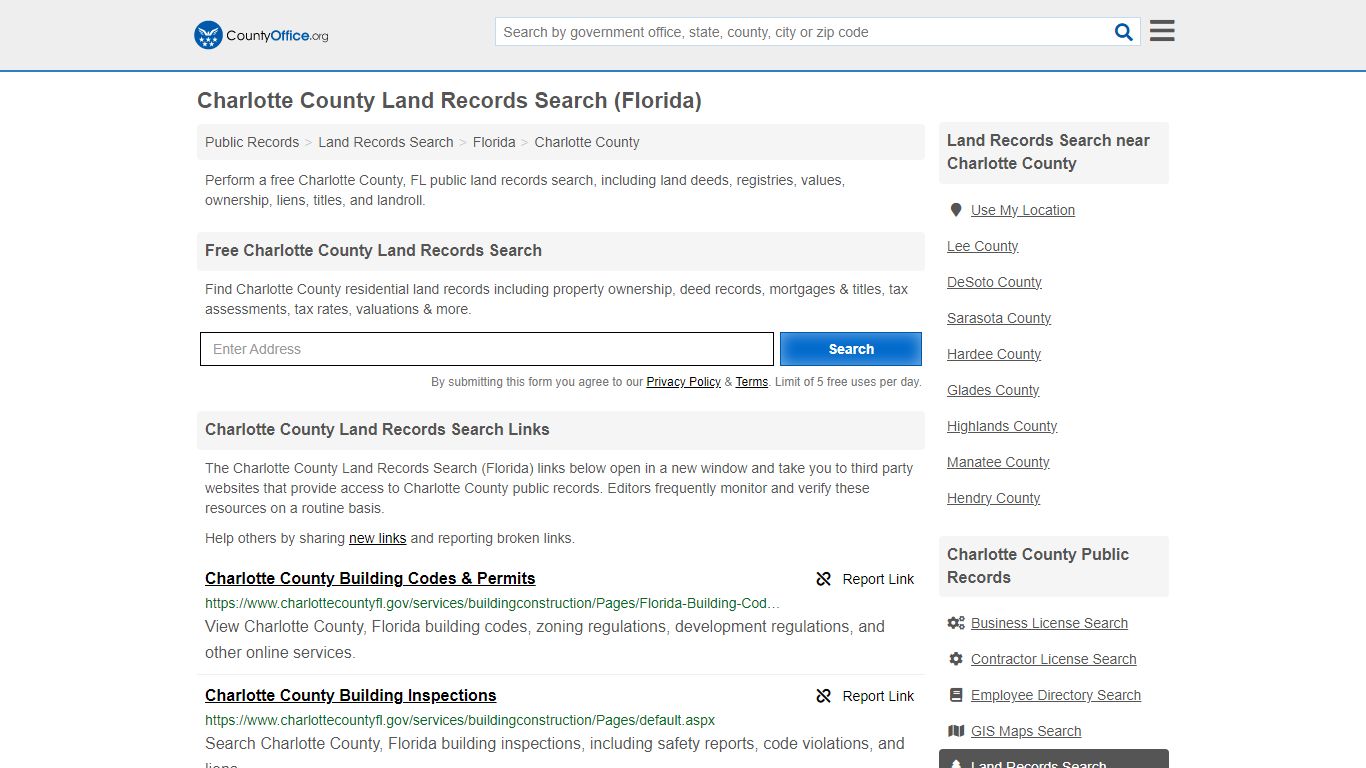 Charlotte County Land Records Search (Florida) - County Office